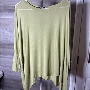 Nally & Millie Light Green Oversized Boatneck Tunic Top 1081